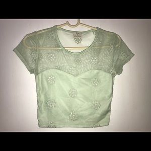 Pins & needles UO mint green eyelet crop small